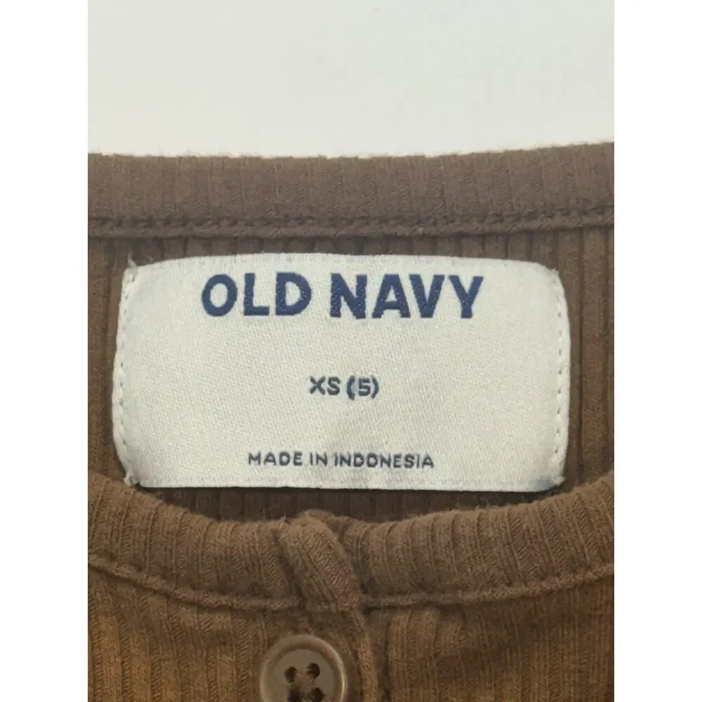 Old Navy Girls Ribbed Dress Size 5 Brown Button Front Short Sleeve